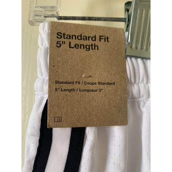 Nike Standard Fit 5" White Shorts With Black Stripe Design For Men - Picture 3 of 3